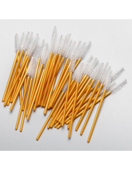 Gold-White Mascara Wands Brushes (50 pcs)