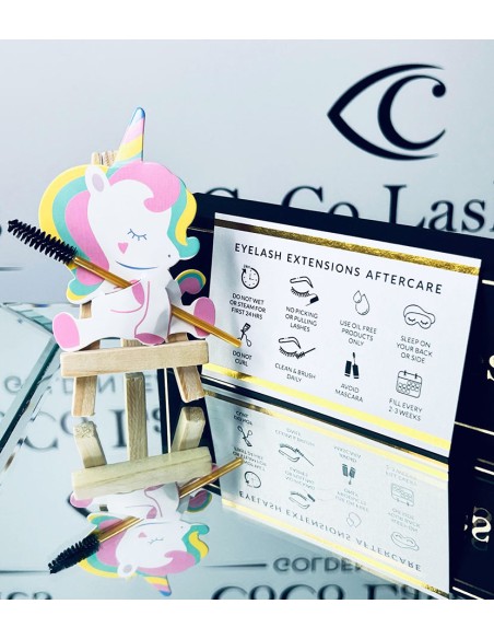 Unicorn with a Brush and Lash Aftercare Leaflets (10 or 30 pieces)