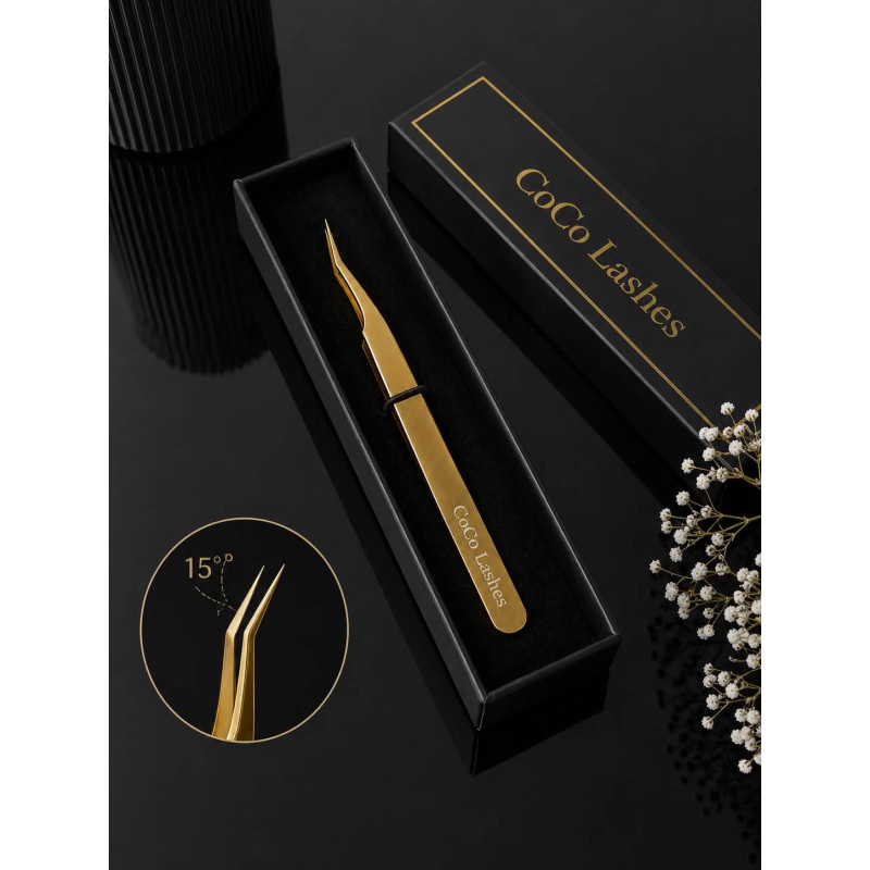 Gold Curved 15° Tweezer